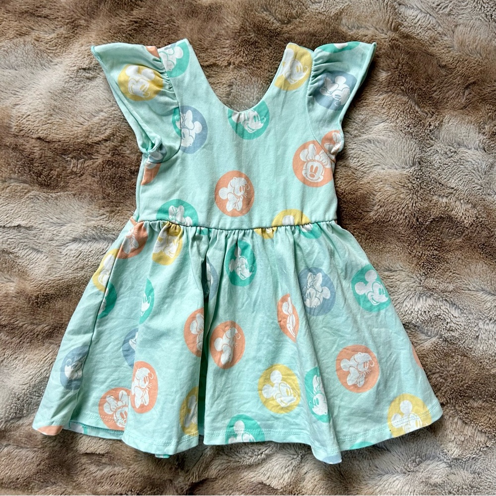 Monica + Andy x Disney Mickey & Minnie Mint Flutter-Sleeve Sundress 12 MOS